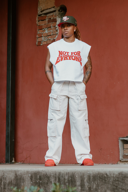 NFE SLEEVELESS- WHITE/RED